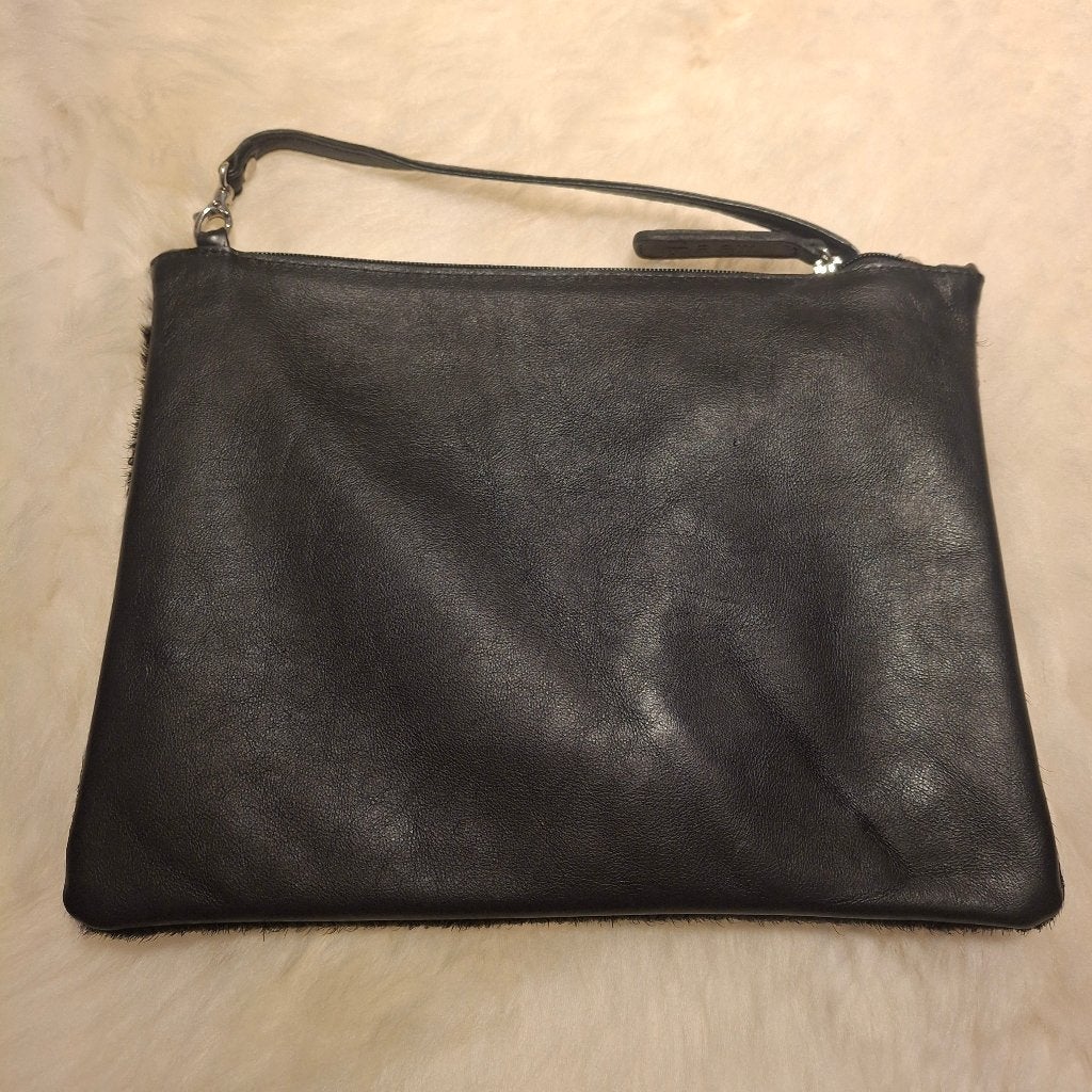Handgemaakte leren tas - Koeienvacht zwart/wit gevlekt, Overige kleuren, Schoudertasje, Nieuw