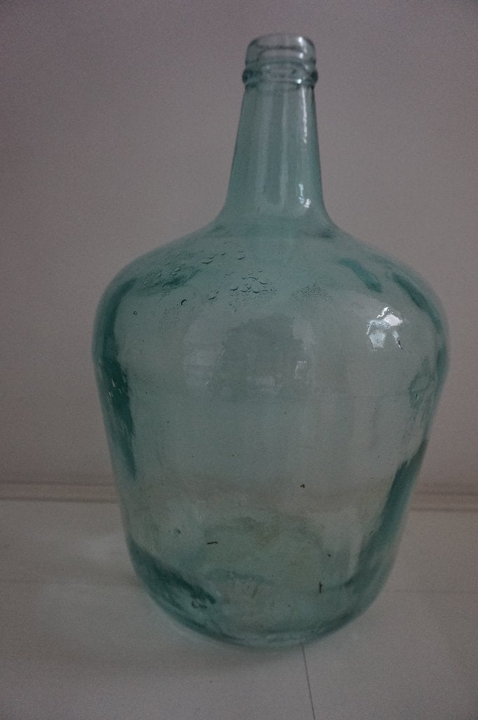 Grote ronde vaas bolvaas ballonfles blauw groen helder glas, Ophalen, Blauw, 40 cm, Gerecycled glas