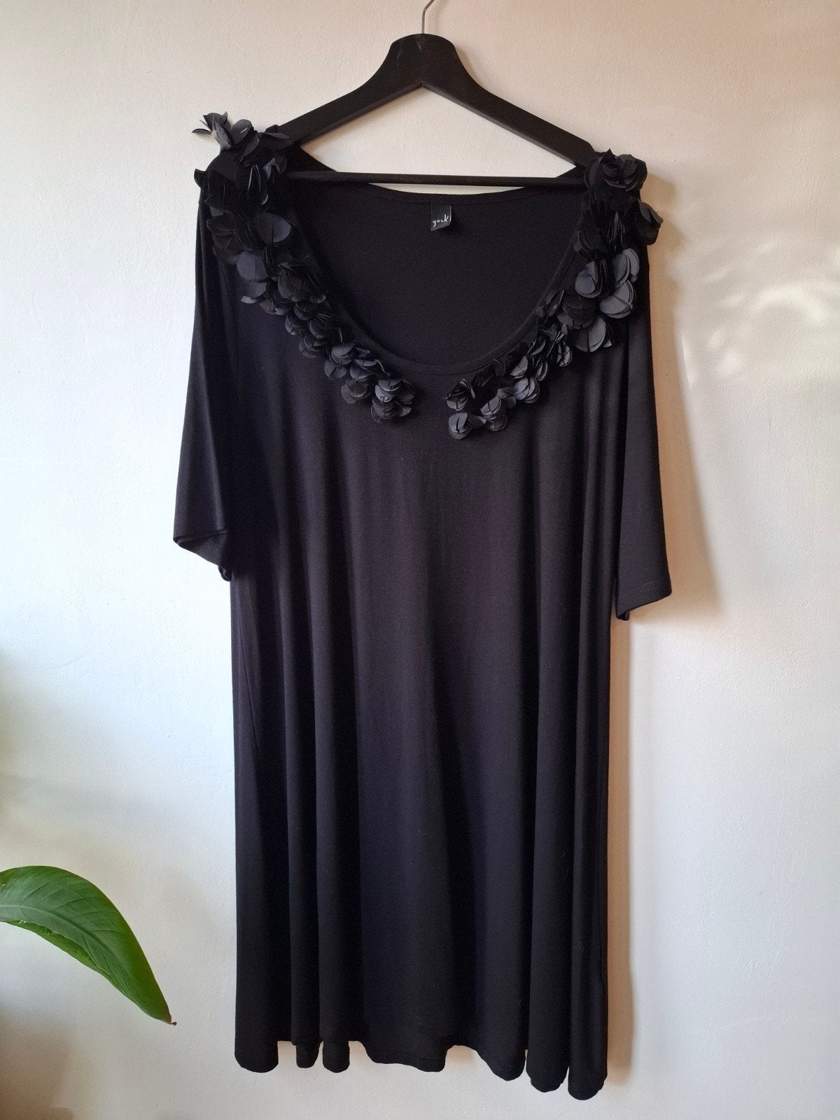 Yoek zwarte viscosemix tuniek/jurk maat L/46,48, Kleding | Dames, Yoek, Yoek, Ophalen of Verzenden, Zo goed als nieuw