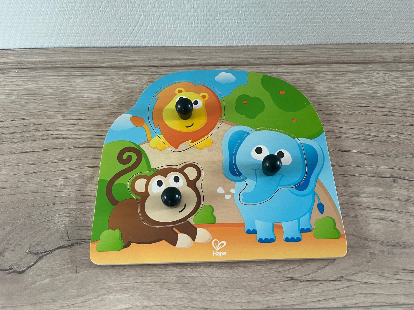 Houten puzzel met dieren (Hape), Ophalen of Verzenden, Zo goed als nieuw, Overige typen