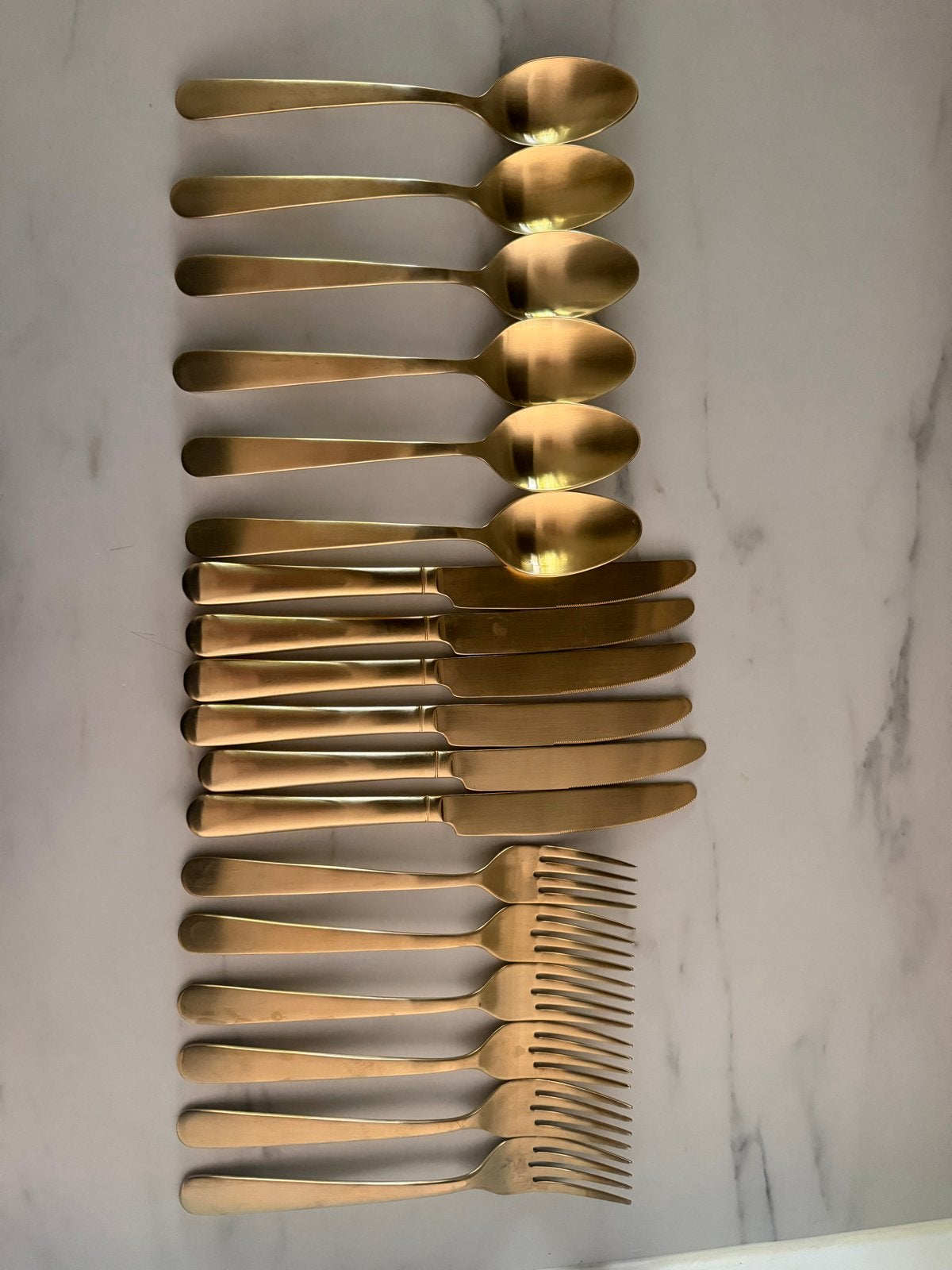 Gouden bestekset (3-delig) 6 personen, Bestekset, Zo goed als nieuw, Rvs of Chroom, Ophalen