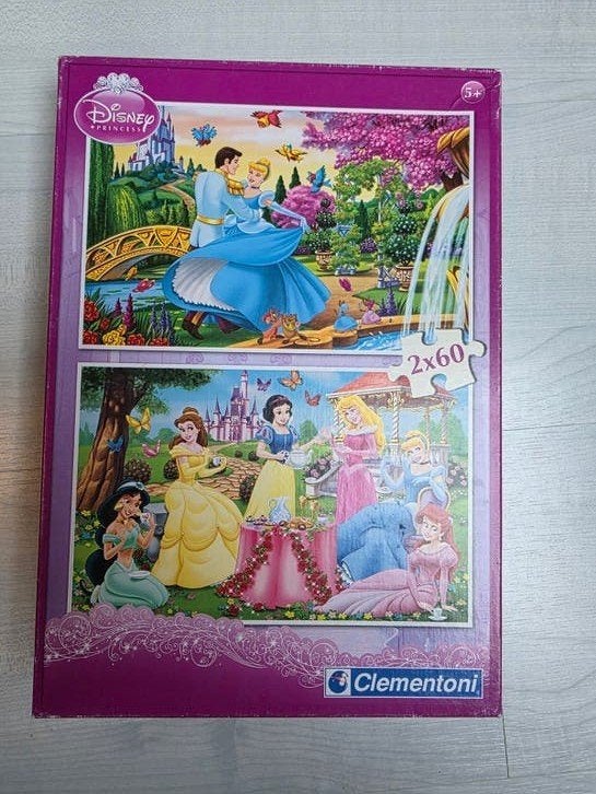 Disney Princess Puzzel Clementoni 2x60 stukjes, Ophalen of Verzenden, Meer dan 50 stukjes, Gebruikt, 6 jaar of ouder