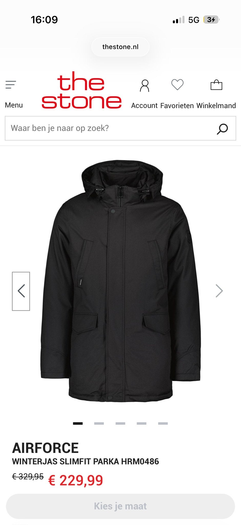 Afhaal AIRFORCE Winterjas magneet Slimfit Parka Maat M, Ophalen, Zo goed als nieuw, Maat 48/50 (M), Zwart