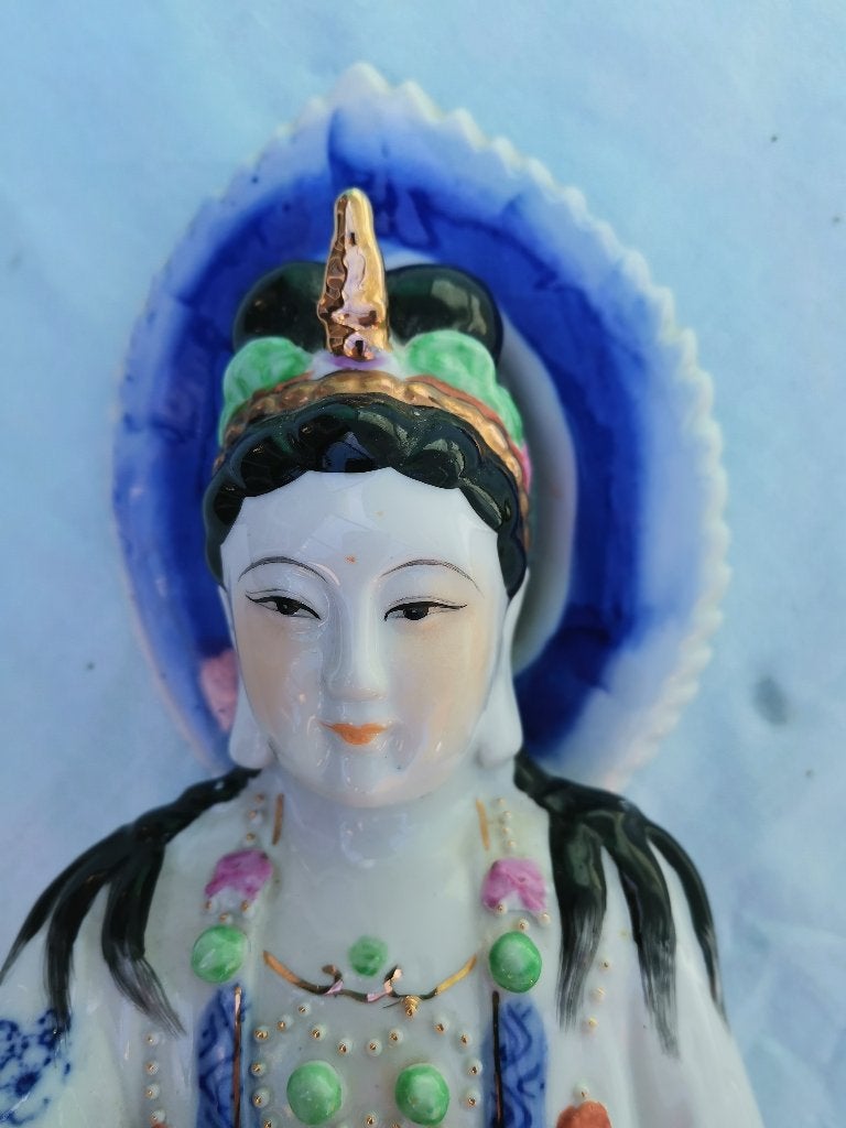 Porseleinen Kwan Yin BOEDDHA Beeld godin spirituele kracht, Ophalen of Verzenden