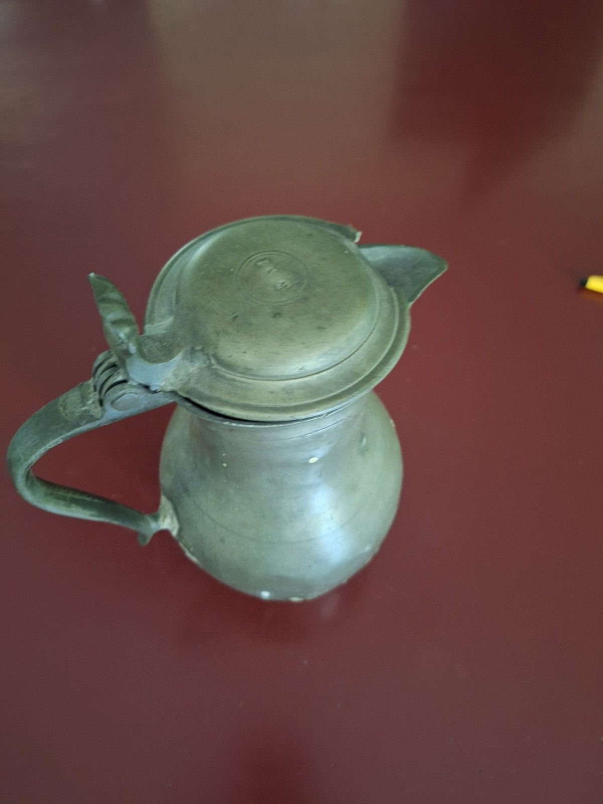 Antieke tinnen schenkkan met deksel, bj rond 1800., Ophalen of Verzenden