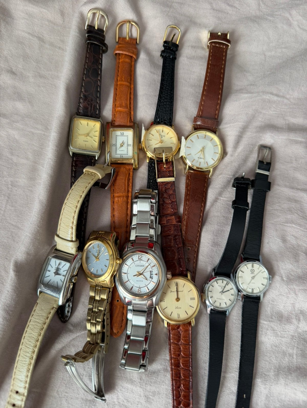 Partij 10 Vintage Horloges Citizen Eco-Drive, Yves Bernard, Overige merken, Staal, Polshorloge, Ophalen of Verzenden
