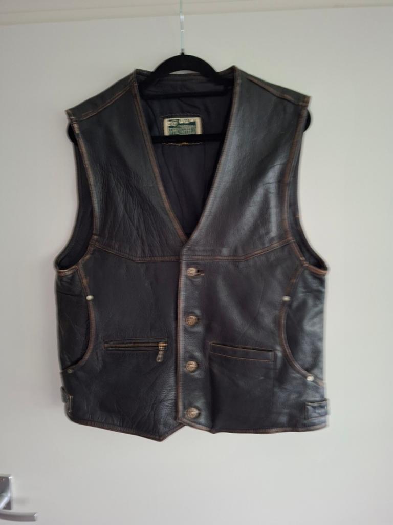 Vintage Leren Vest - Stoer en Tijdloos XL, Kleding | Heren, Ophalen of Verzenden, Gedragen, Onbekend