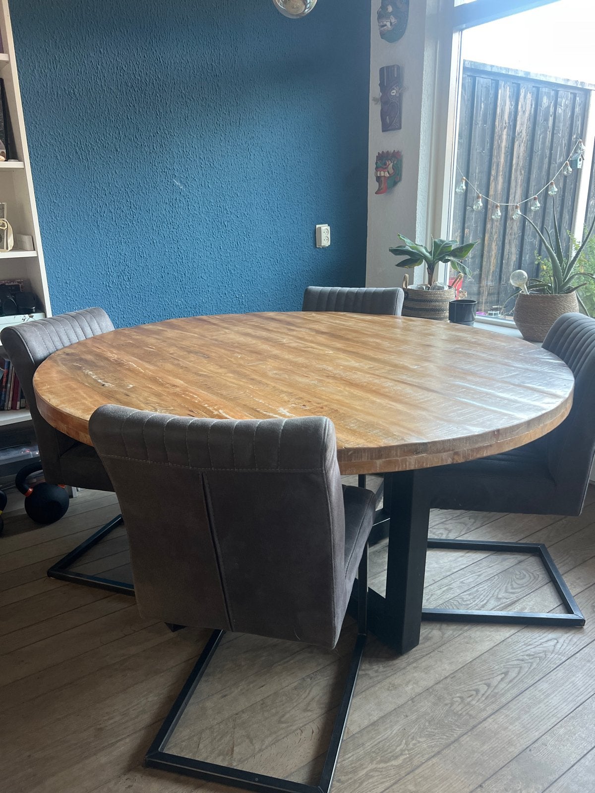 Mango houten eettafel met 6 stoelen, Huis en Inrichting, Tafels | Eettafels, Gebruikt, 100 tot 150 cm, 150 tot 200 cm, Vijf personen of meer