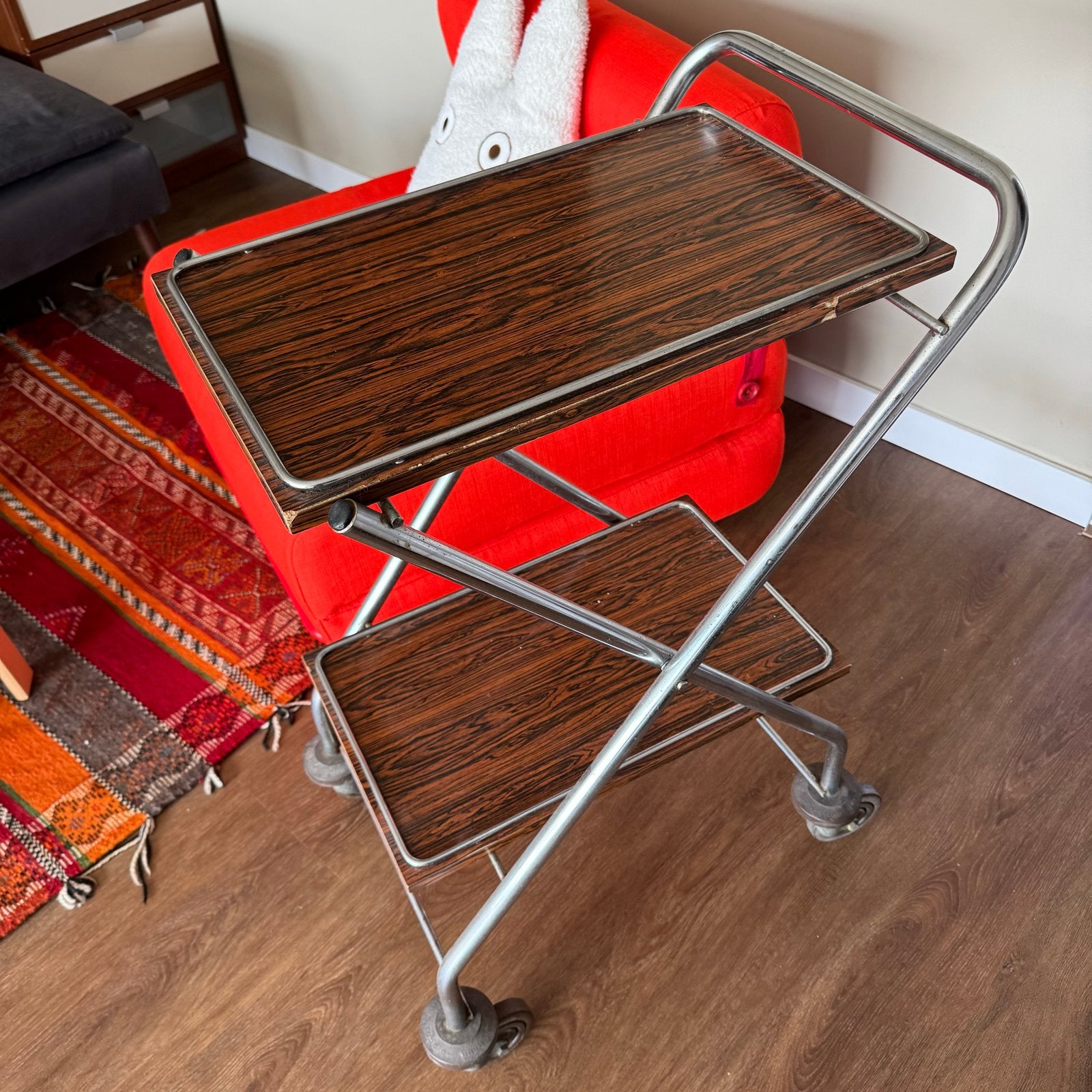 Vouwbare Caddie serveerwagen/bar trolley jaren 70/80, Ophalen of Verzenden