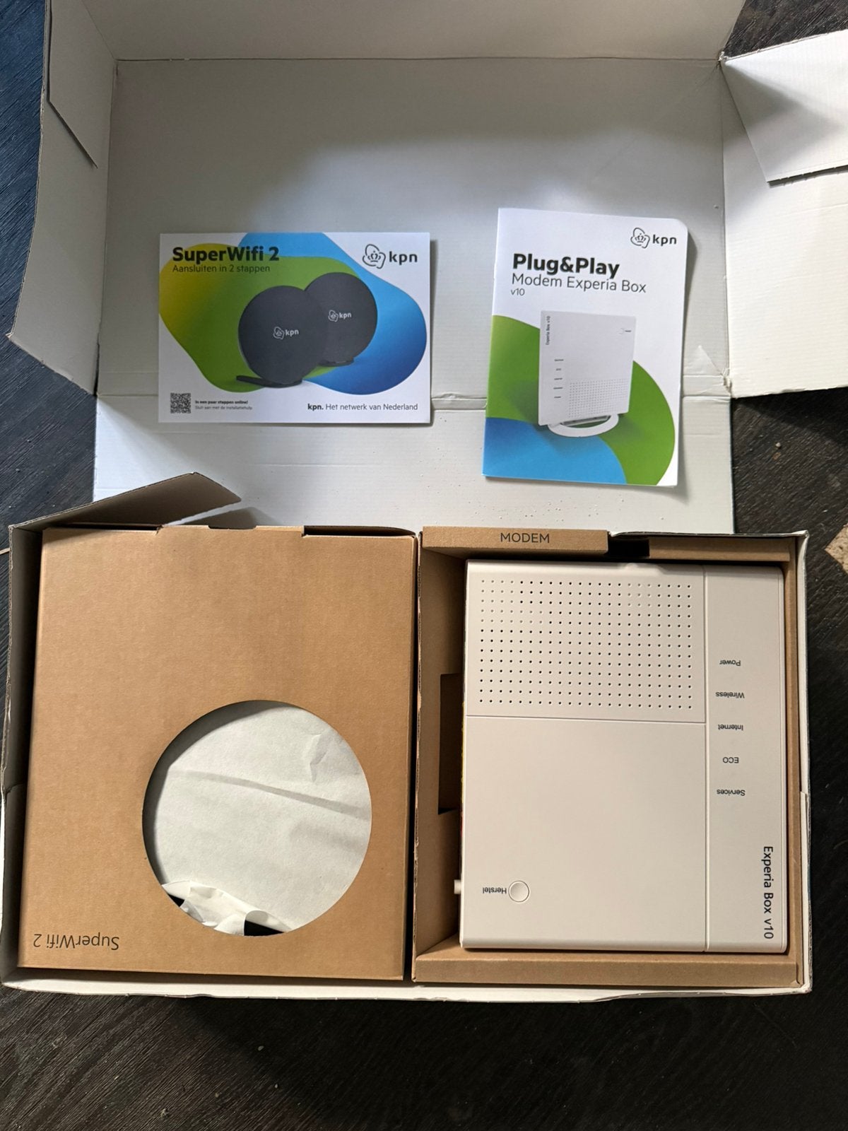 KPN 2 super wifi 2.0 versterkers + modem NIEUW IN DOOS!, Ophalen of Verzenden, Nieuw, Router met modem