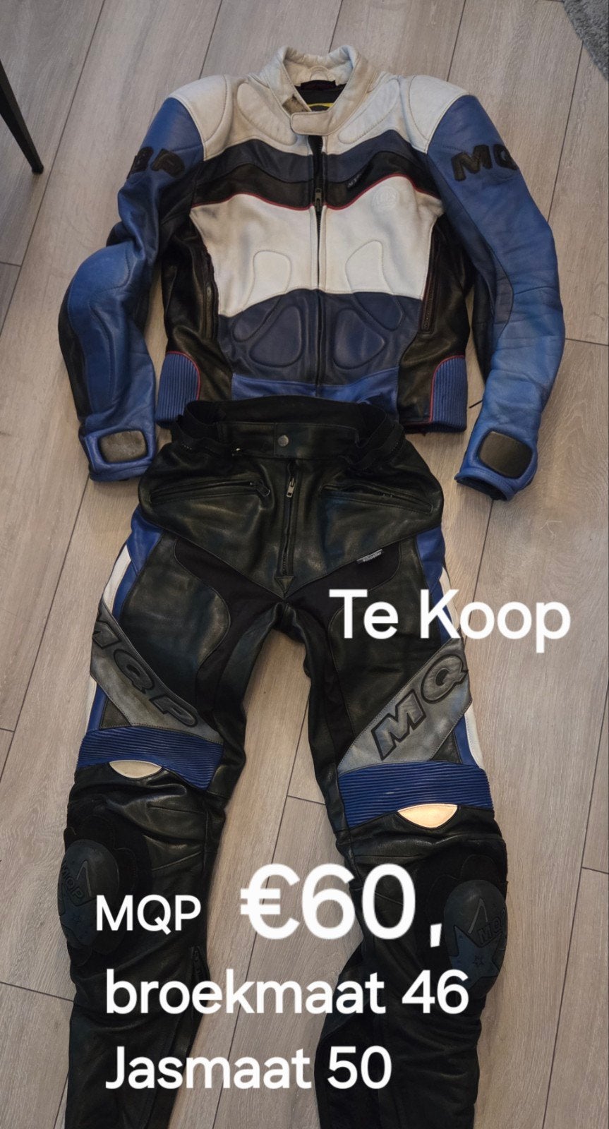 MQP Motorpak Leer - Jas Maat 50, Broek Maat 46, Combipak, Ophalen of Verzenden, Tweedehands, Dames
