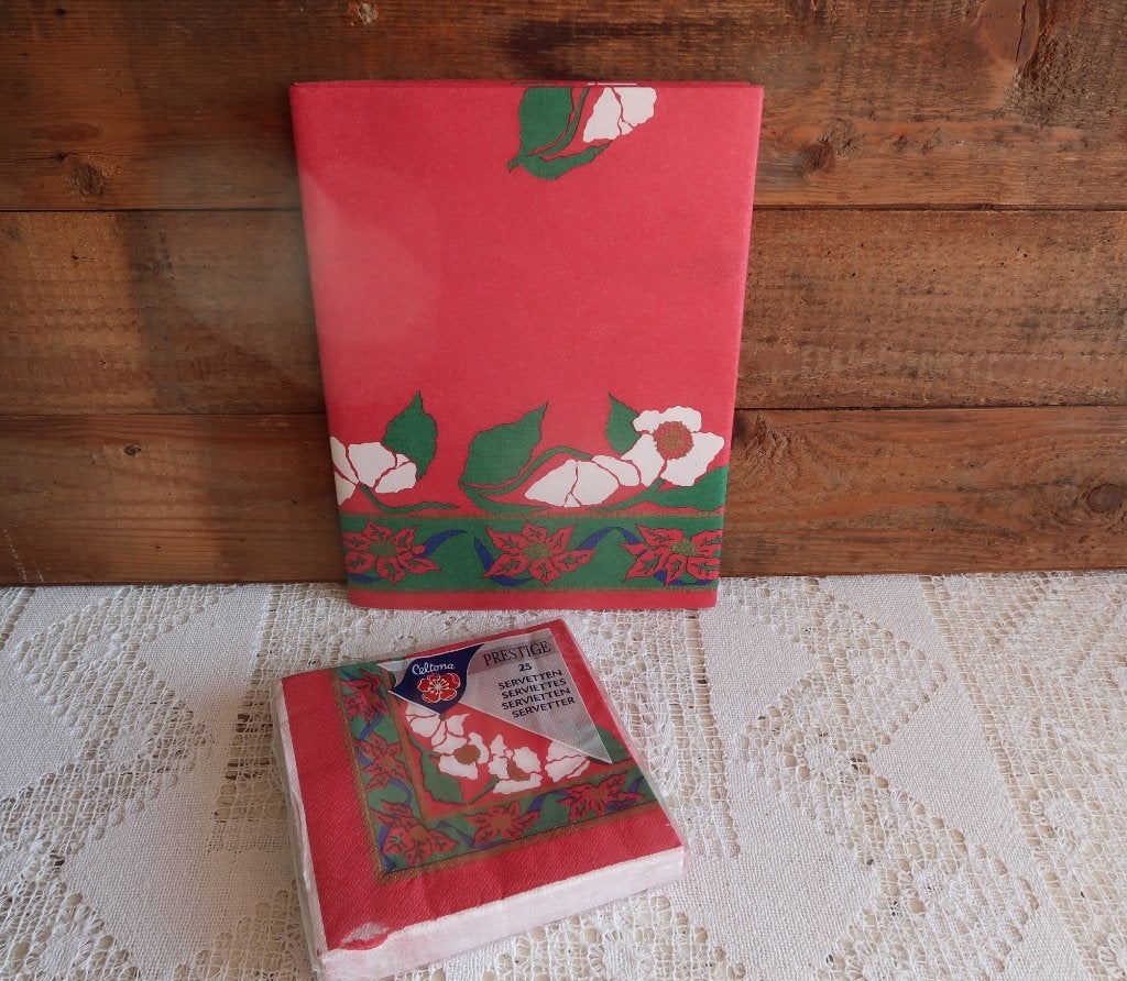 Nostalgisch vintage celtona kerst tafelkleed + 25 servetten, Ophalen of Verzenden, Nieuw