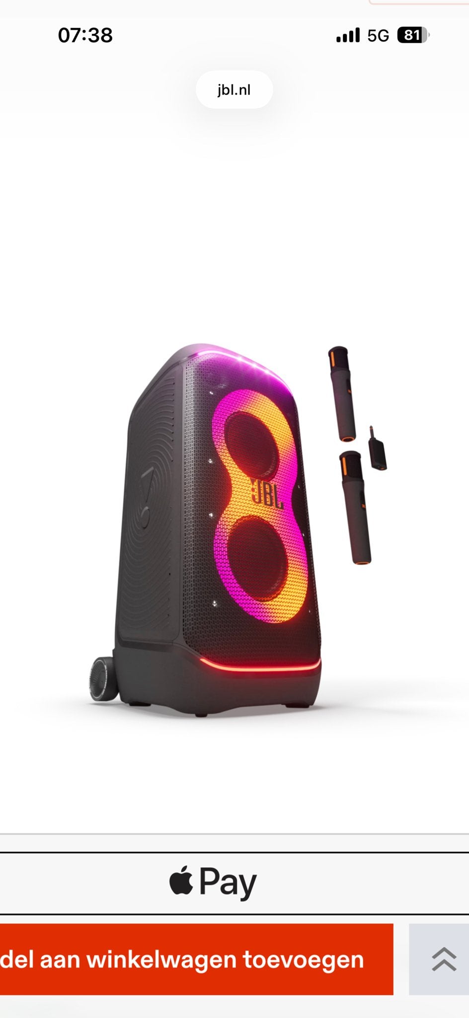 JBL Partybox 320 - Splinternieuw met 2 draadloze microfoons, Audio, Tv en Foto, Luidsprekers, JBL, Party speaker, Nieuw, Ophalen of Verzenden
