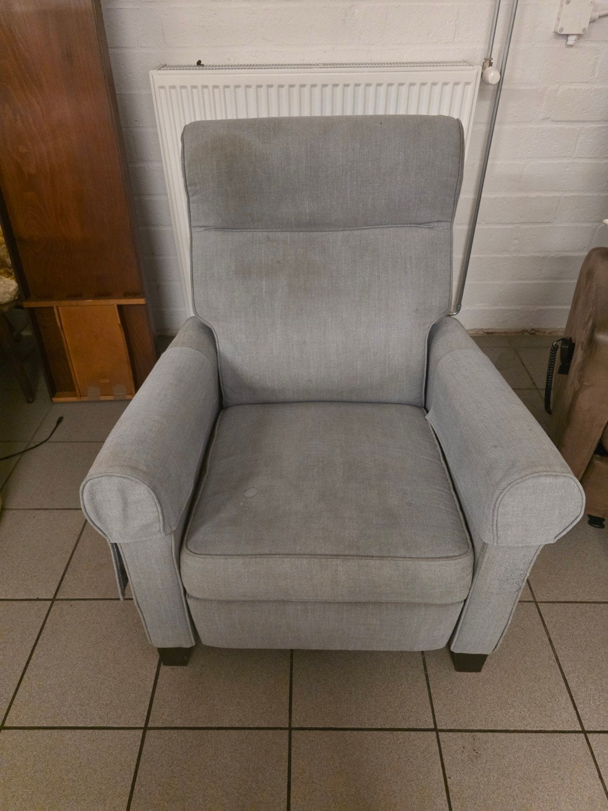 Comfortabele grijze fauteuil - Gebruikt, Ophalen, Gebruikt, Modern comfort, 75 tot 100 cm