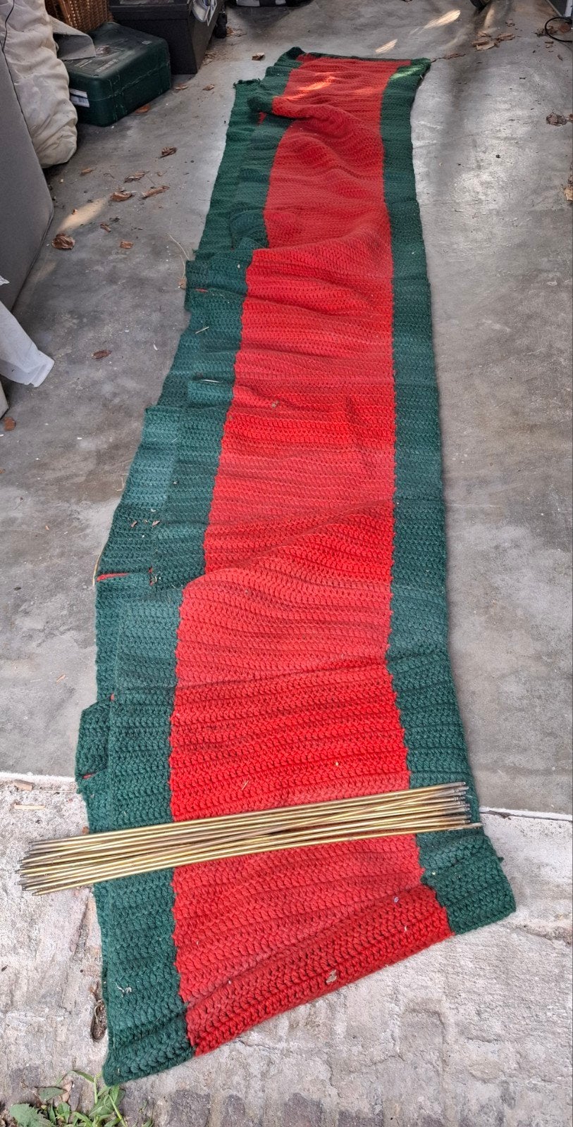 Koperen roedes met gehaakte traploper, Ophalen, 50 tot 100 cm, Groen, Rond