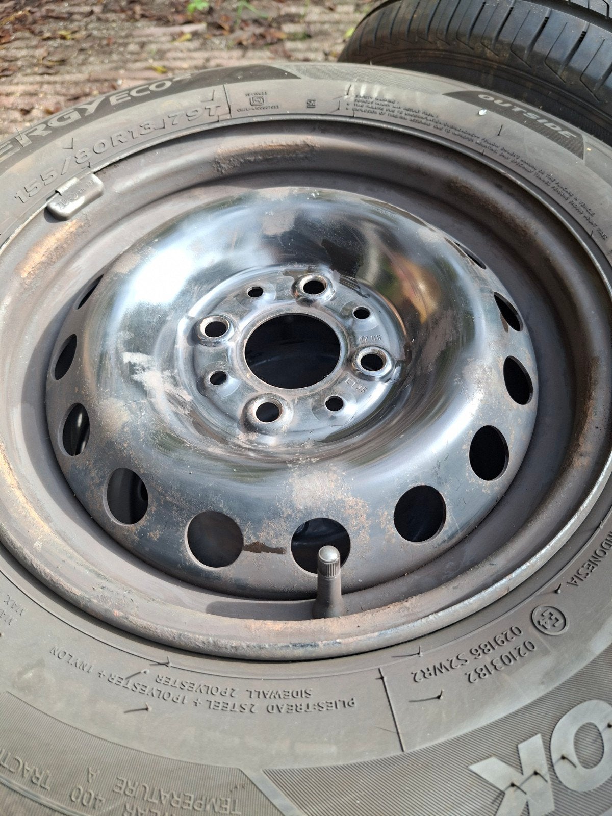 Zomerbanden op velg 155/80/R13. Voor o.a. Fiat Panda IZGS!, Gebruikt, 155 mm, 13 inch, Banden en Velgen