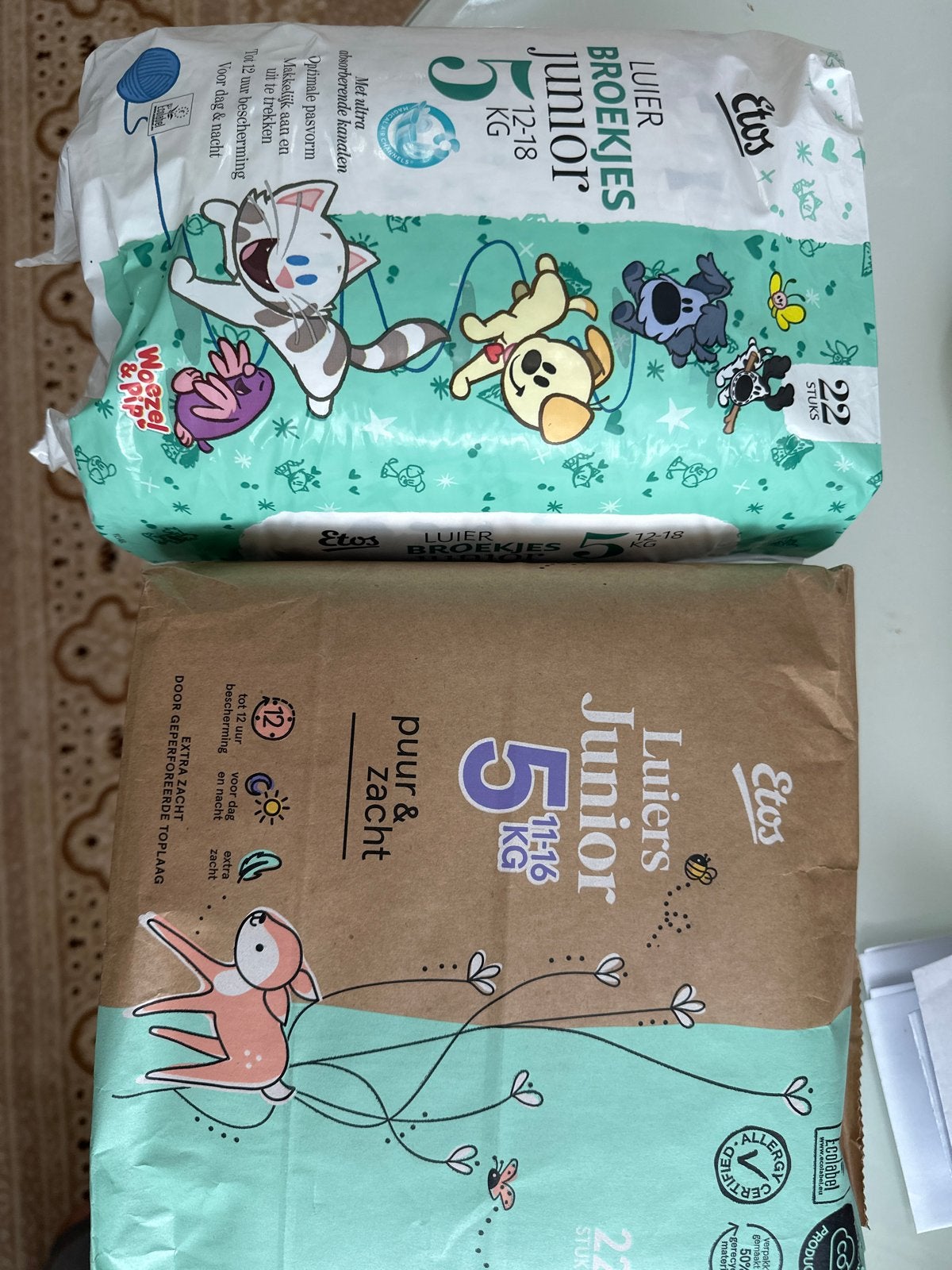 Etos Luiers Junior Maat 5 (11-18 kg) - 2 pakken, Ophalen of Verzenden, Nieuw