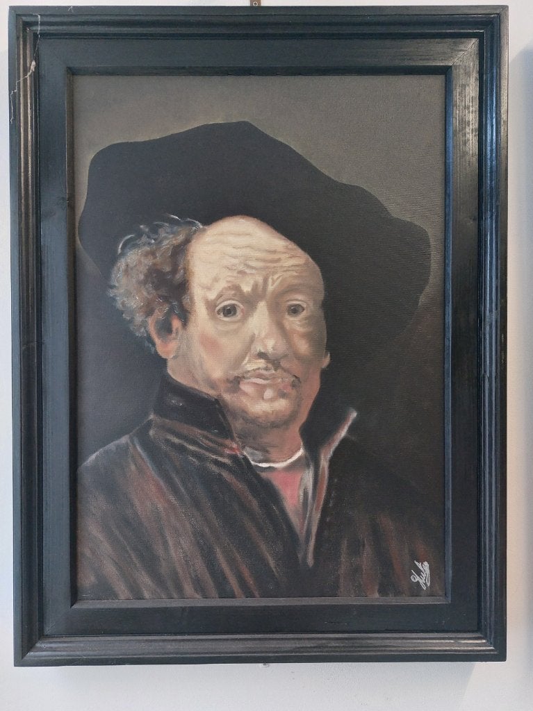 Te Koop Reproductie Rembrandt, Doek, Portret of Personen, Ophalen of Verzenden, Olieverf