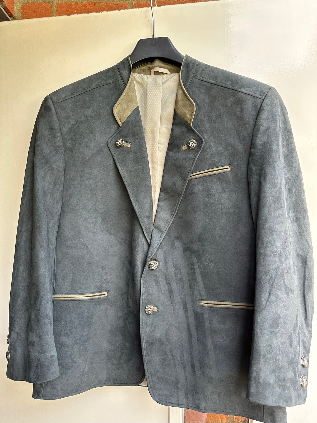 Jas colbert grijs blauw Oktoberfeest maat 25 / 50 M Amaretta, Ophalen of Verzenden, Gedragen, Maat 48/50 (M), Grijs