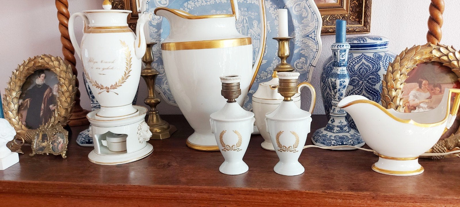 2 Porcelaine de Paris lampjes, Ophalen of Verzenden