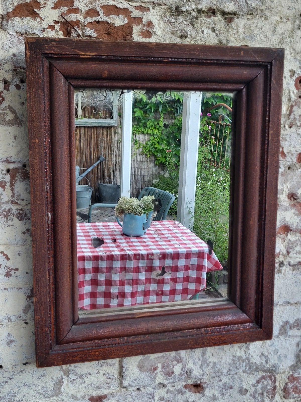 oude brocante Franse spiegel  / allegonda, Huis en Inrichting, Ophalen of Verzenden, Rechthoekig, Minder dan 50 cm, Minder dan 100 cm