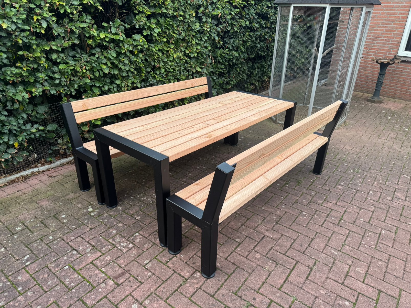 Handgemaakte Douglas tuinset | Staal & Douglas hout, Tuin en Terras, Ophalen, Nieuw, Metaal