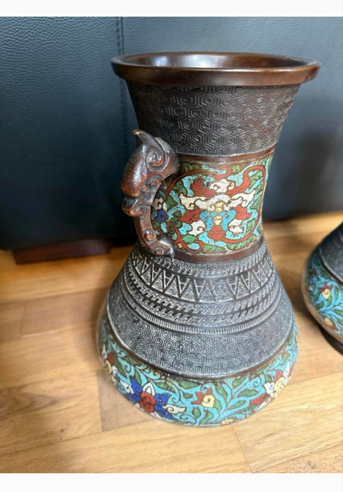 Set van twee antieke cloisonné vazen - Oosterse kunst, Antiek en Kunst, Ophalen of Verzenden