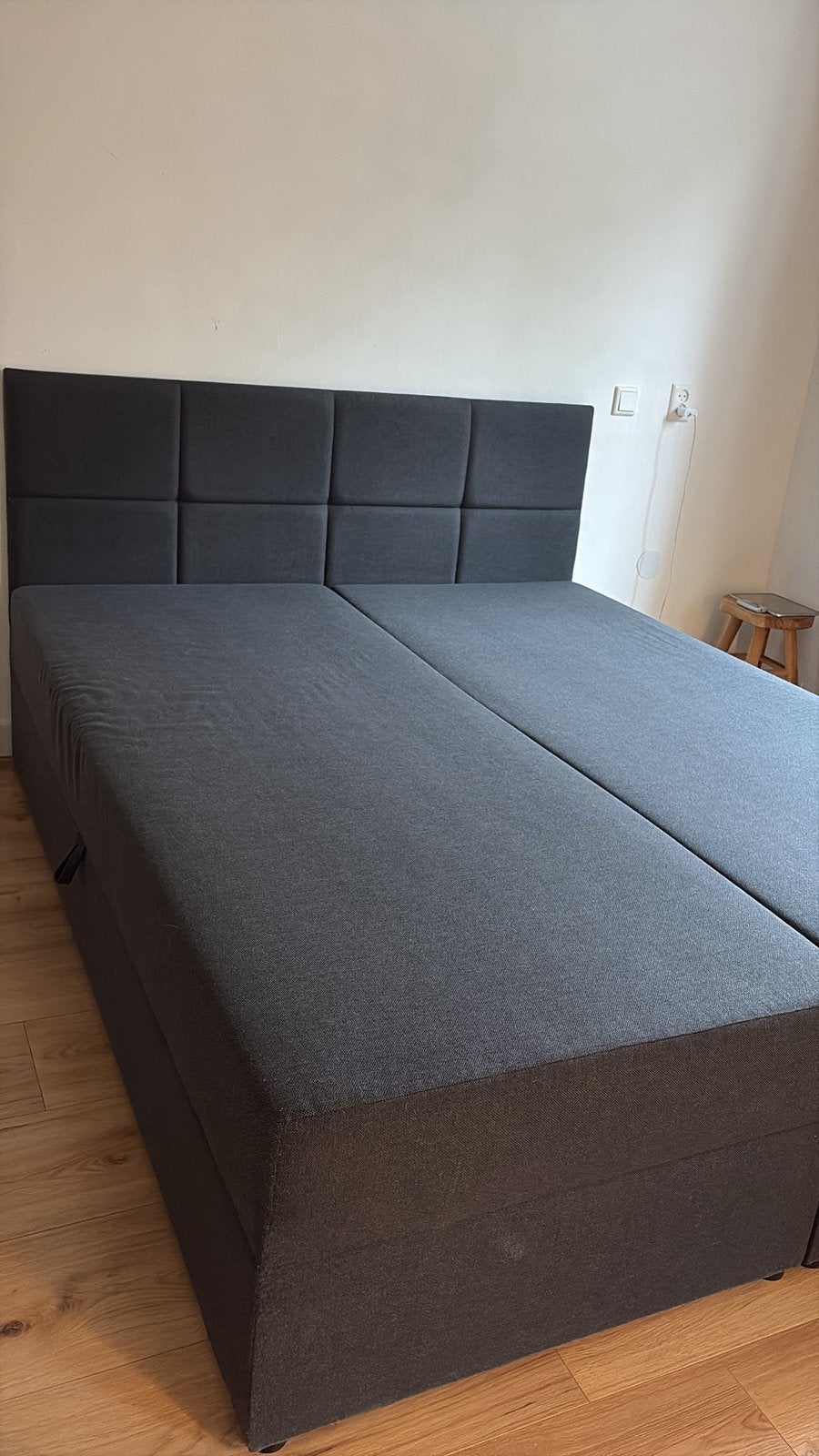 Boxspring met opbergruimte, Huis en Inrichting, Slaapkamer | Boxsprings, Ophalen, Gebruikt, Zwart, Tweepersoons