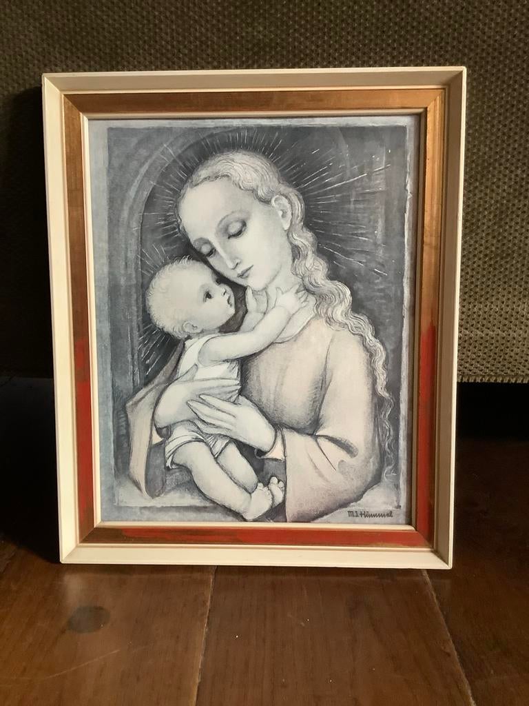 Prachtig liefelijk schilderij Maria met kind ❤️ M.J. Hummel, Ophalen of Verzenden
