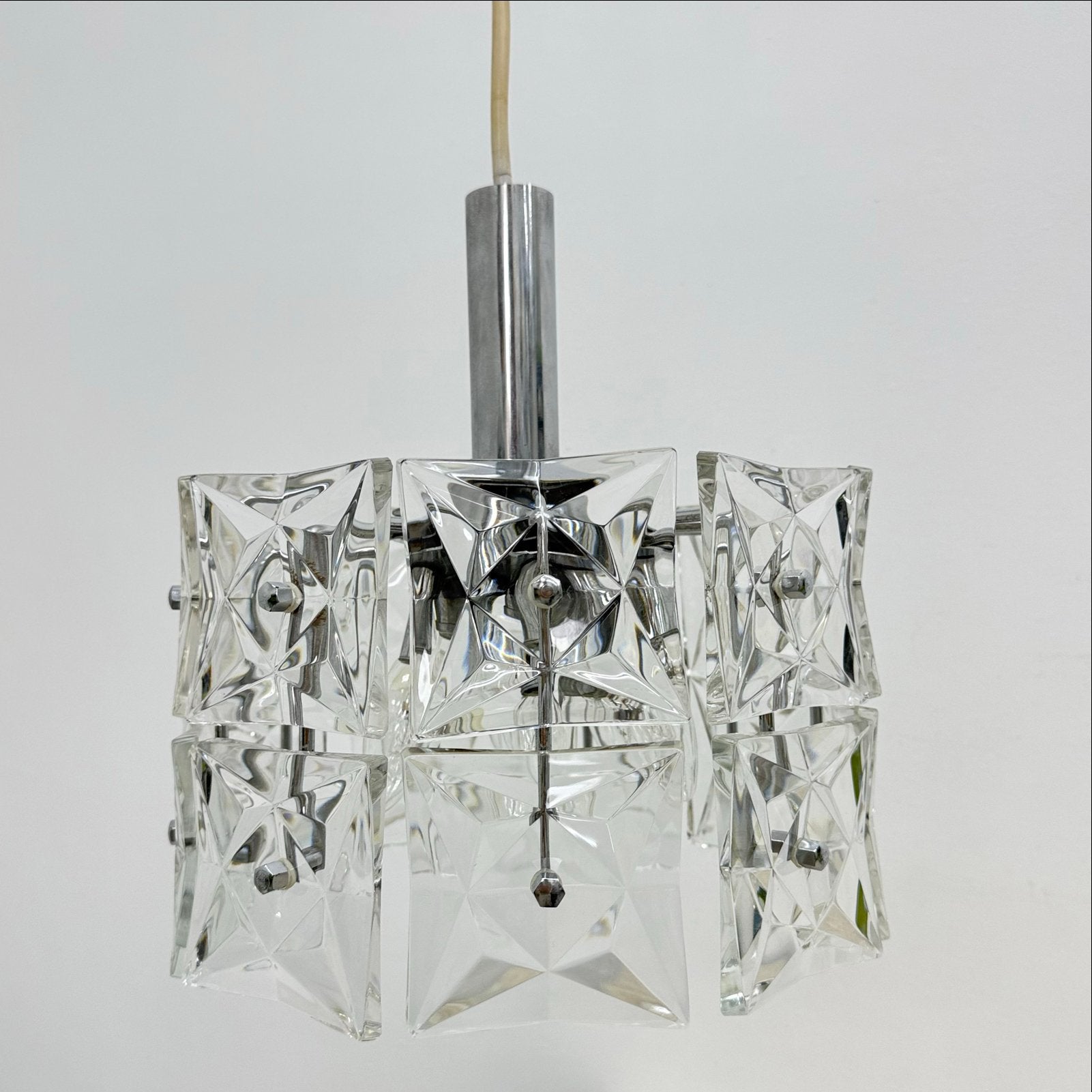 Kinkeldey hanglamp kristal chroom vintage jaren 70, Antiek en Kunst, Antiek | Lampen, Ophalen of Verzenden