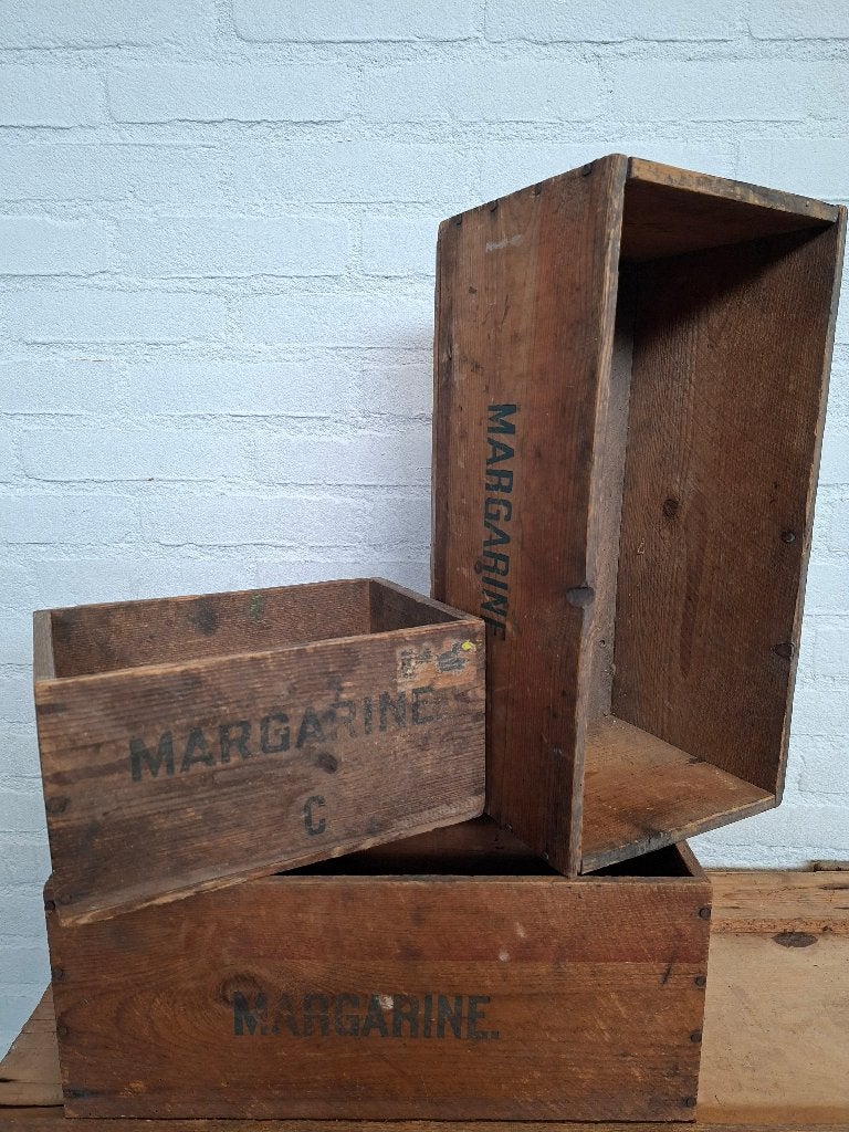3x vintage margarine kistjes, Ophalen of Verzenden