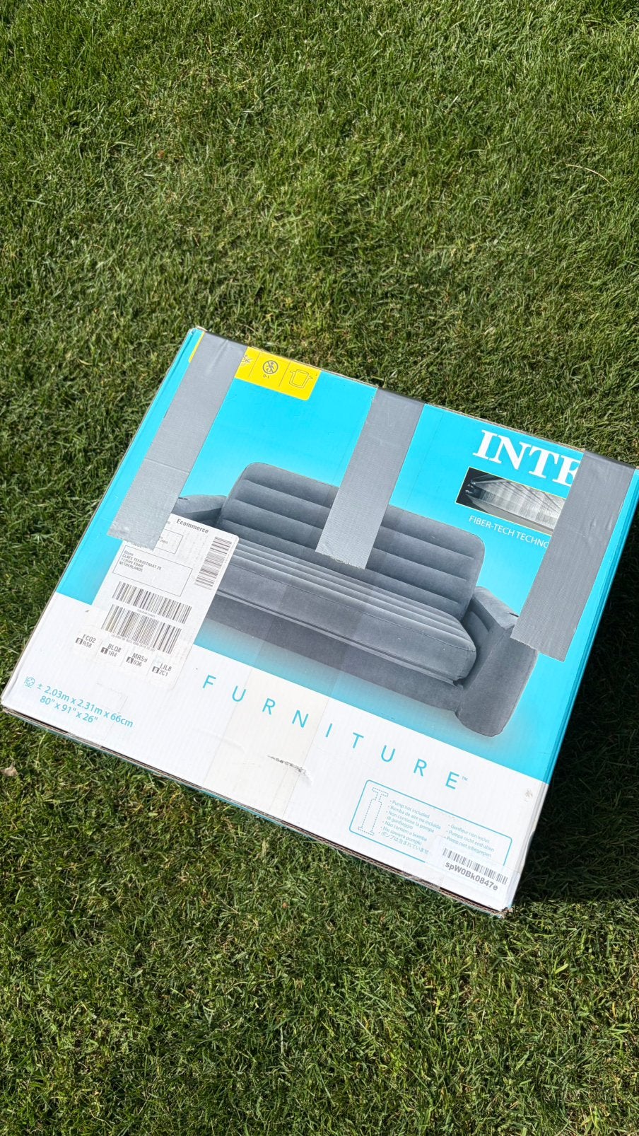 Intex opblaasbare bank uitklapbaar - 231 x 203 x 66 cm, Caravans en Kamperen, Ophalen, Zo goed als nieuw