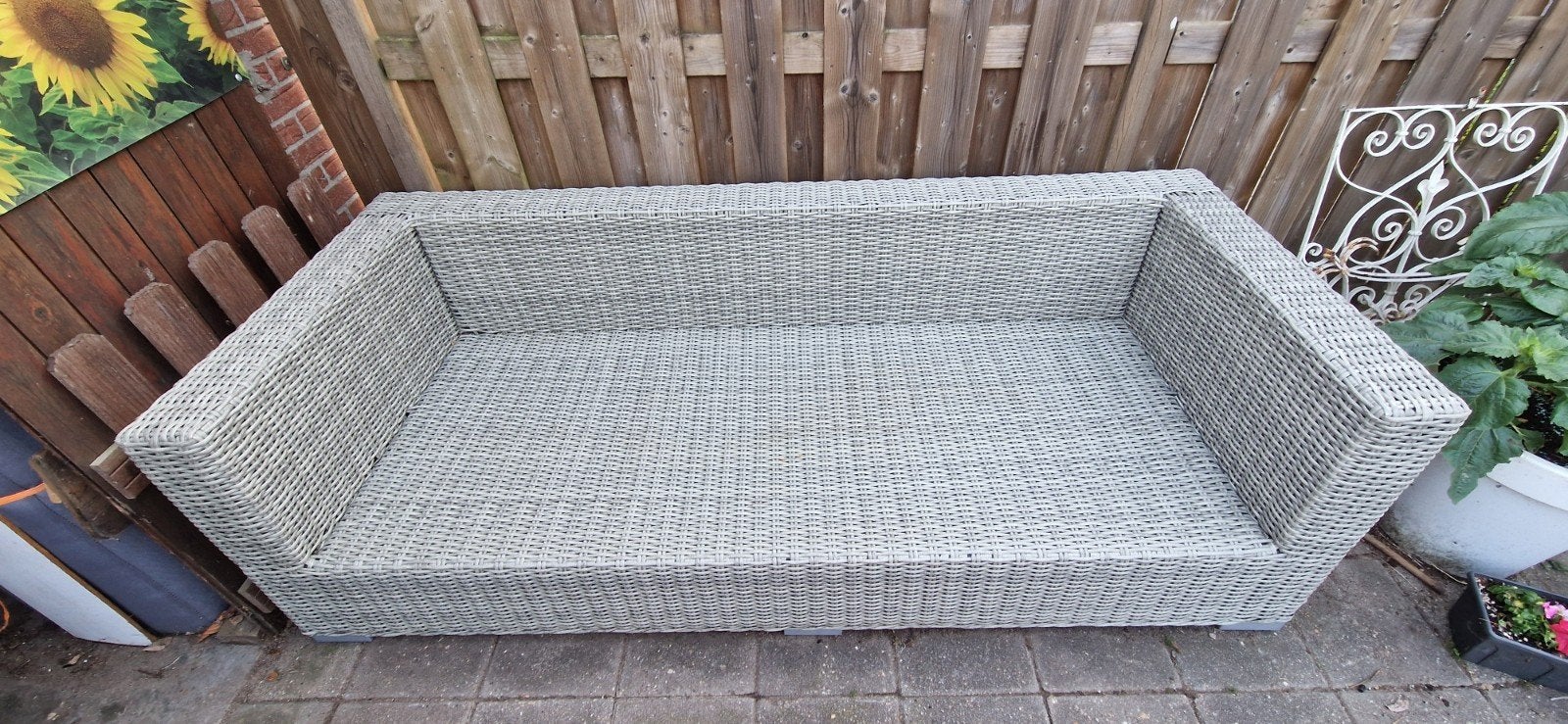 Mooie driezits loungebank van van der Garde, Tuin en Terras, Ophalen, Kunststof, Gebruikt, 3 zitplaatsen