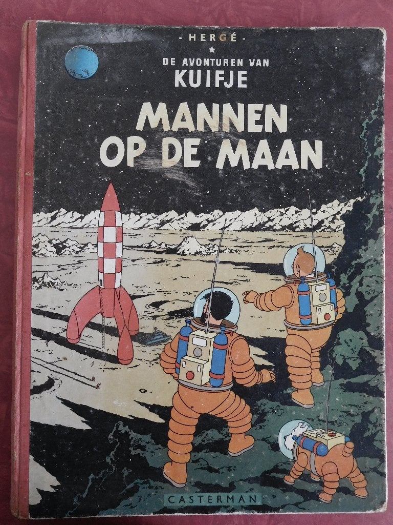 Hergé De avonturen van Kuifje Mannen op de maan 1954, Eén stripboek, Ophalen of Verzenden, Gelezen