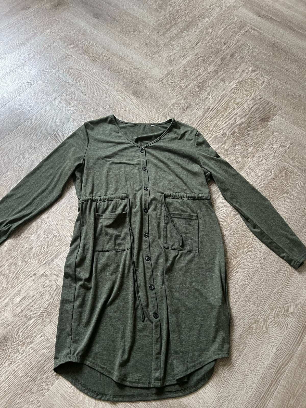 Mooi mosgroen jurkje maat L, Kleding | Dames, Verzenden, Gedragen, Maat 42/44 (L), Groen