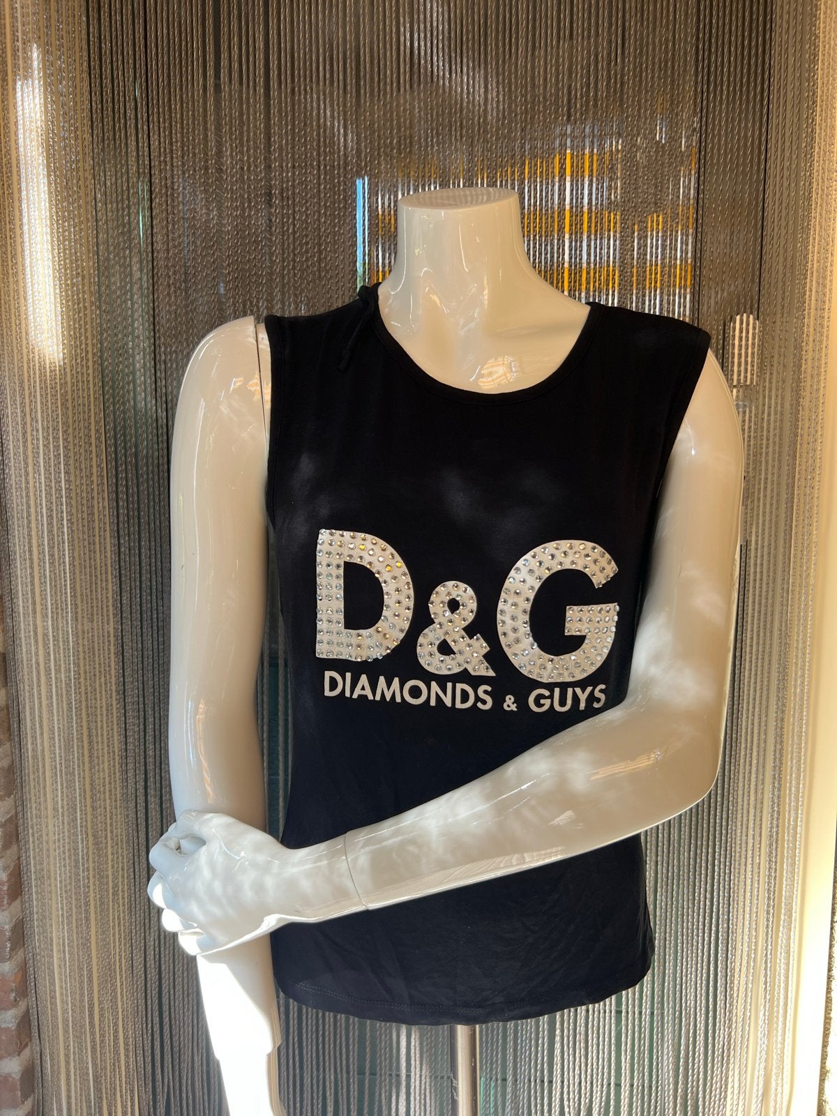 D&G "Diamonds & Guys" kristal tanktop, zwart, maat M, Maat 38/40 (M), Zwart, Nieuw, Ophalen of Verzenden