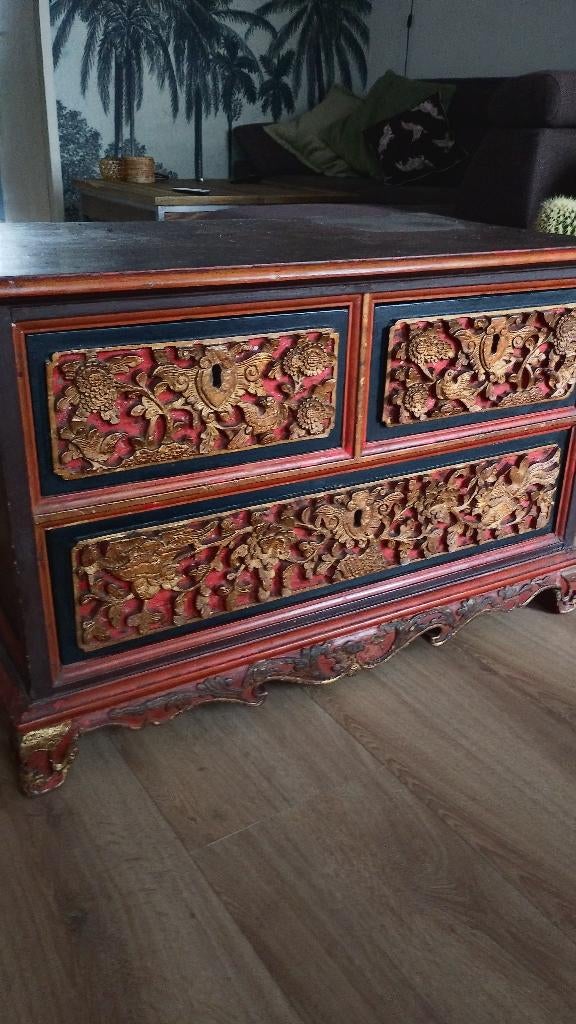 Antieke Indonesische Peranakan ladekast 19e eeuws, Ophalen of Verzenden