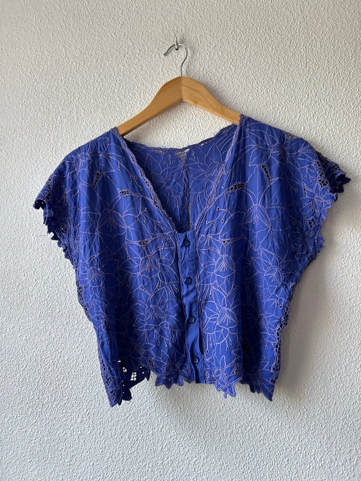 Vintage Kanten Top - Lila/Paars, Paars, Ophalen of Verzenden, Korte mouw, Maat 36 (S)