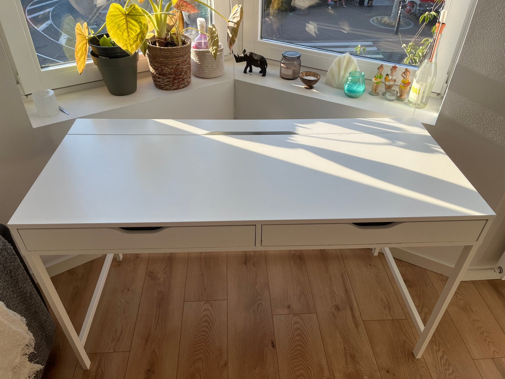 White Ikea desk with drawers 100x48 cm, Ophalen, Gebruikt, 100 cm, IKEA