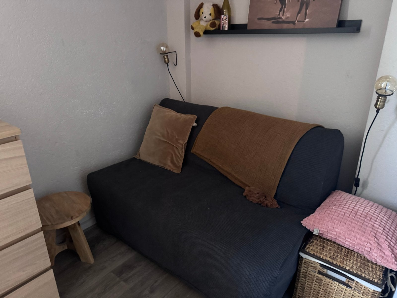 IKEA LYCKSELE LÖVÅS slaapbank - Donkergrijs, Gebruikt, Tweepersoons, Grijs, 140 cm