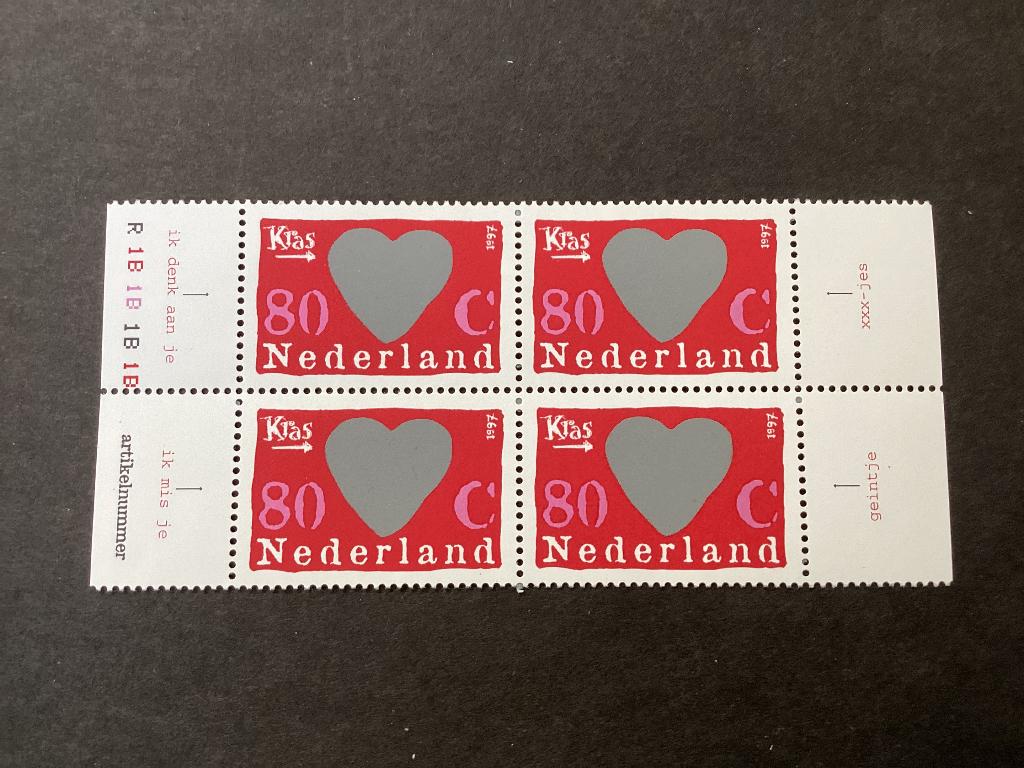 1997, Verrassingszegels, 1709/ blok van 4, Postzegels en Munten, Postzegels | Nederland, Verzenden, Na 1940, Postfris