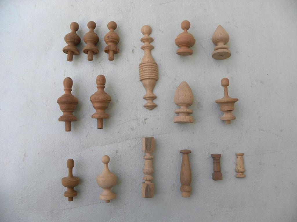 Houten tollen, sierstukken beige tas, Antiek en Kunst, Ophalen of Verzenden