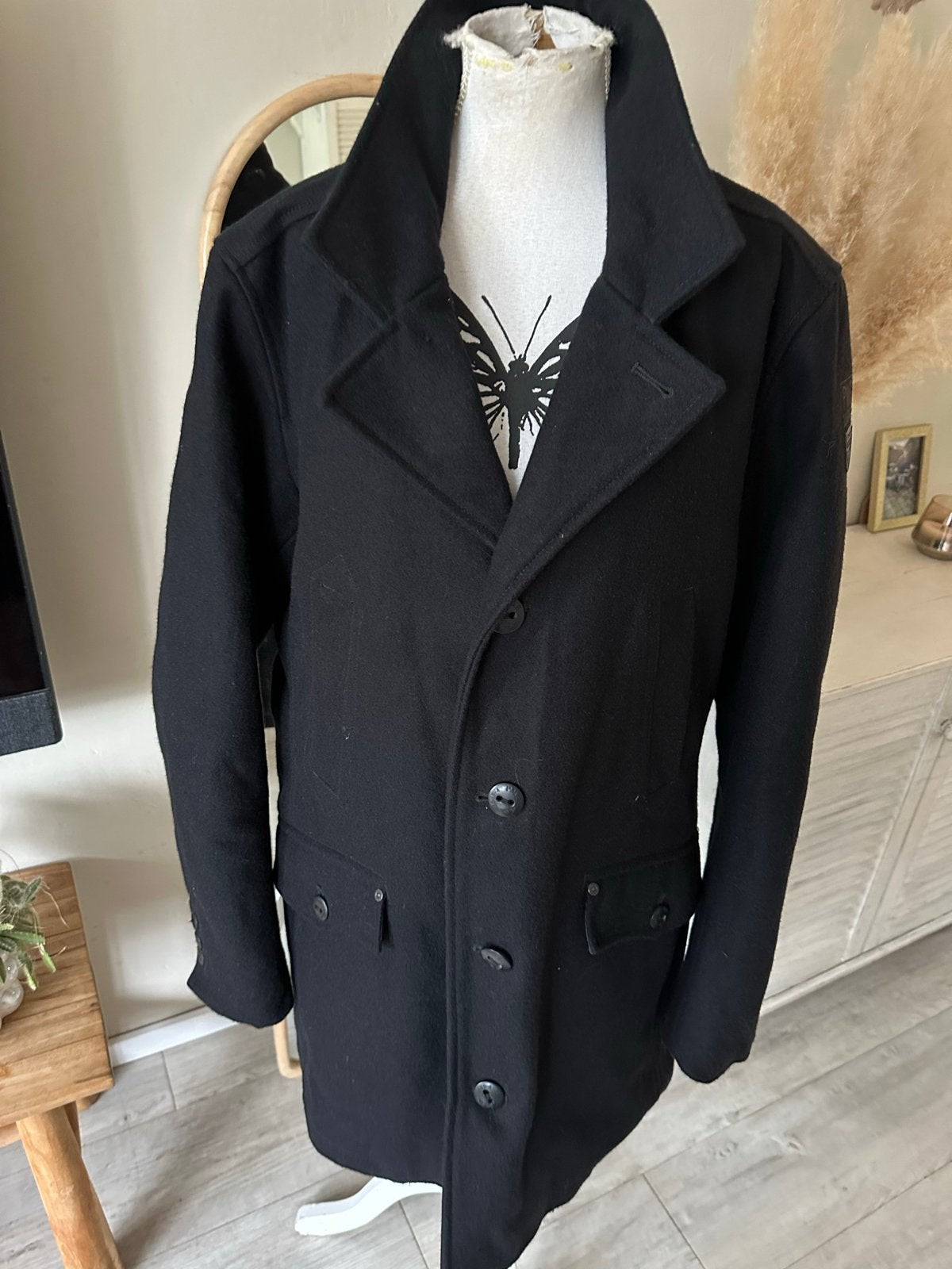 PME Legend wollen jas - Maat L, Kleding | Heren, Ophalen of Verzenden, Gedragen, Maat 52/54 (L), Zwart