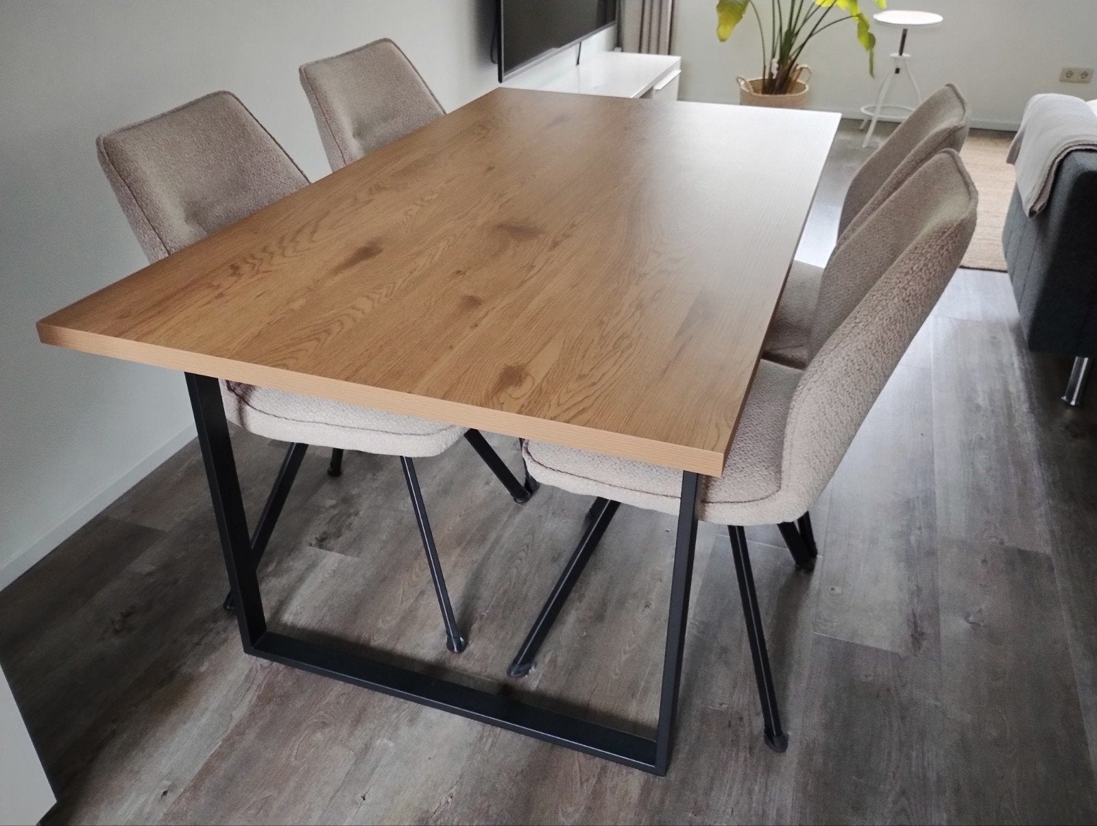 Imitatie licht eiken eettafel, Huis en Inrichting, Tafels | Eettafels, Ophalen, 50 tot 100 cm, Zo goed als nieuw, 150 tot 200 cm