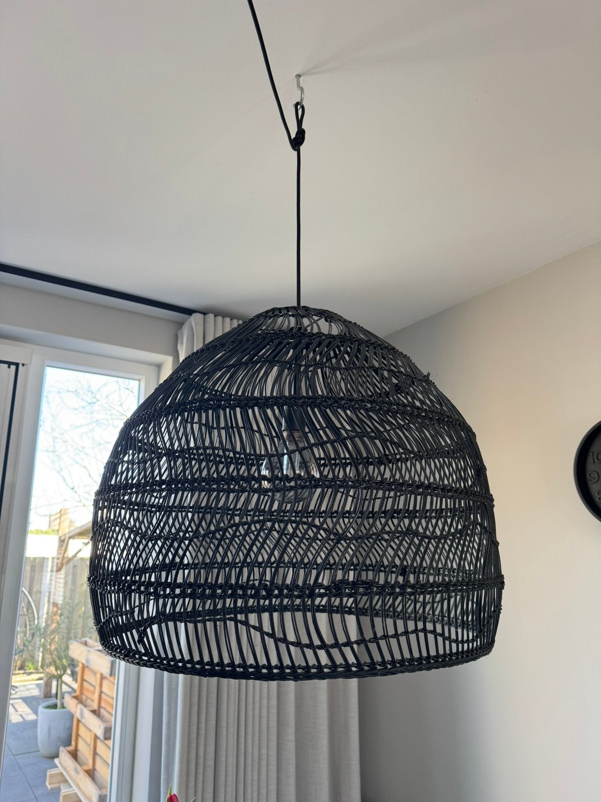 hkliving Wicker hanglamp, Huis en Inrichting, Lampen | Hanglampen, Ophalen, Zo goed als nieuw, Natuurlijk materiaal, E27 (groot)