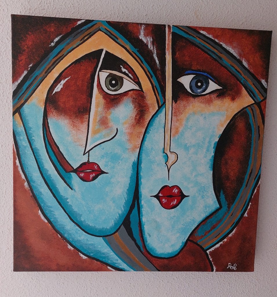 Acryl schilderij, Ophangklaar, Ophalen of Verzenden, Overige materialen, Figuren