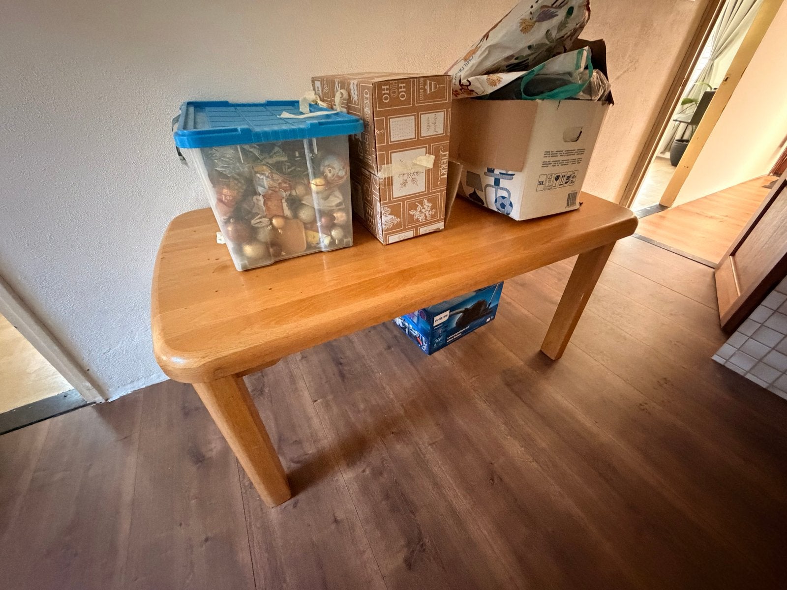 Stevige oude houten tafel - Gratis afhalen in Brunssum, Ophalen, Gebruikt, Overige houtsoorten