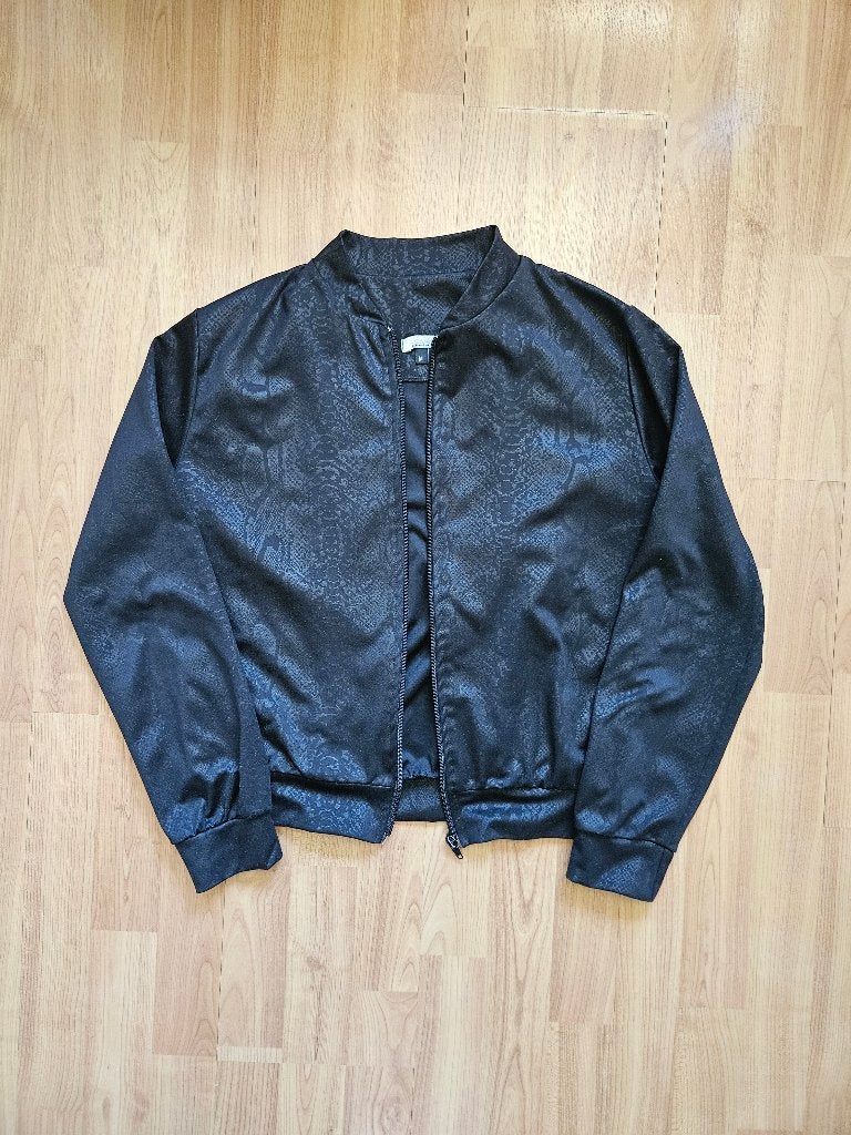 Dames Jack Zwart Maat M Glanzend Slangenprint Jasje, Maat 38/40 (M), Zwart, Ophalen of Verzenden, Onbekend