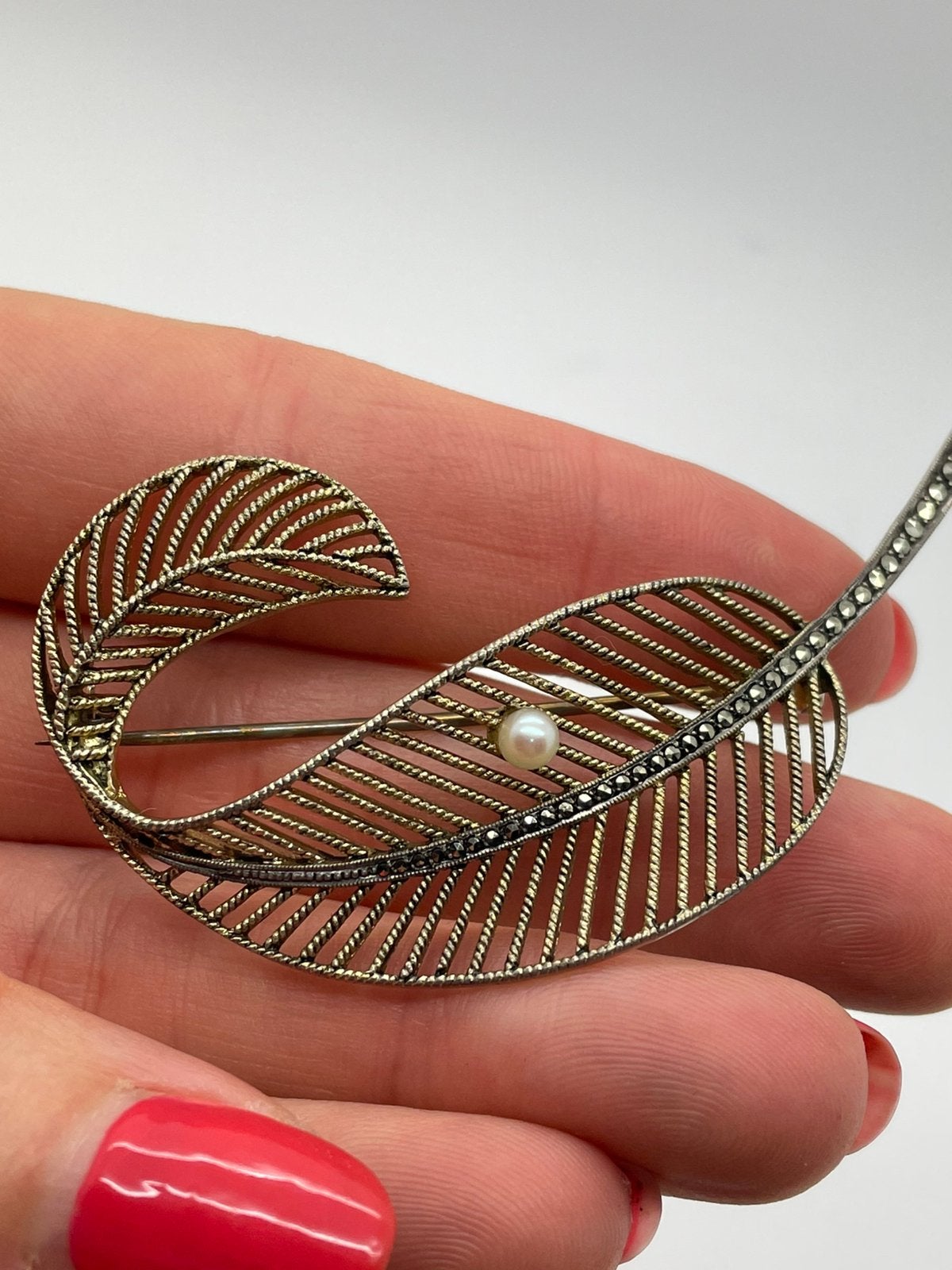 F619 Prachtige zilveren Fahrner broche, Sieraden, Tassen en Uiterlijk, Ophalen of Verzenden, Zilver, Broche, Met edelsteen
