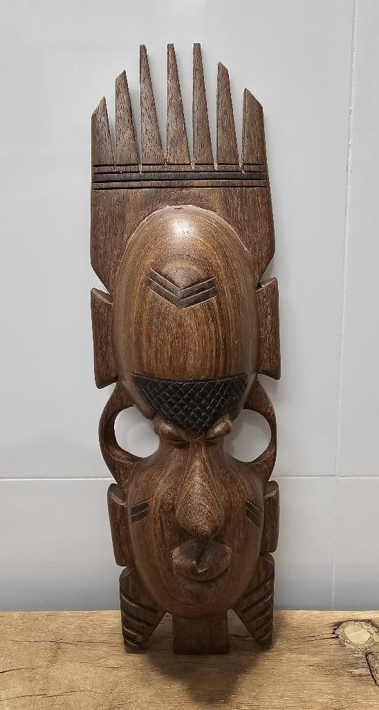 LEUK HOUTEN MASKER, Handgemaakt, 20 - 50 cm, Hout, Bruin